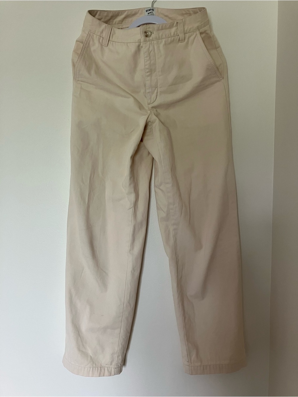 Sunday Best Beige Straight-Leg Chino Pants